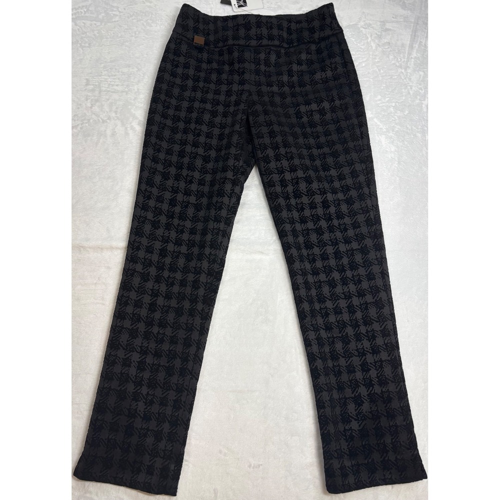 Joseph Ribkoff Pants Women Black New Houndstooth Textured Straight Leg 4
